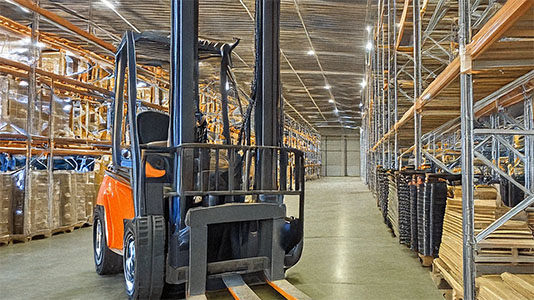 AI generated interior of a warehouse- example